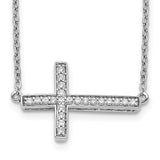 14k White Gold Diamond Sideways Cross 18in Necklace-WBC-PM4695-016-WA