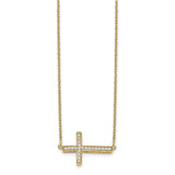 14k Diamond Sideways Cross 18in Necklace-WBC-PM4695-016-YA