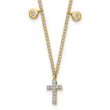 14k Diamond Cross 18 inch Necklace-WBC-PM4698-005-YA