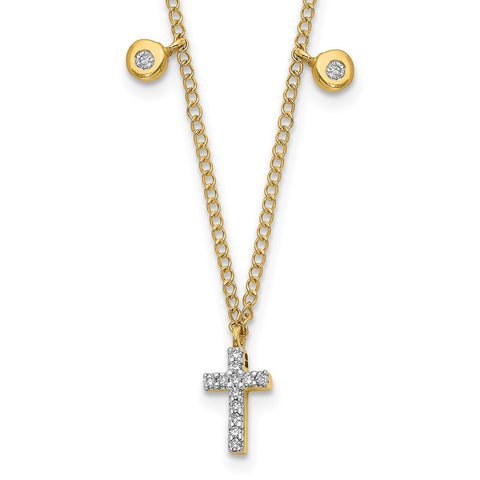 14k Diamond Cross 18 inch Necklace-WBC-PM4698-005-YA
