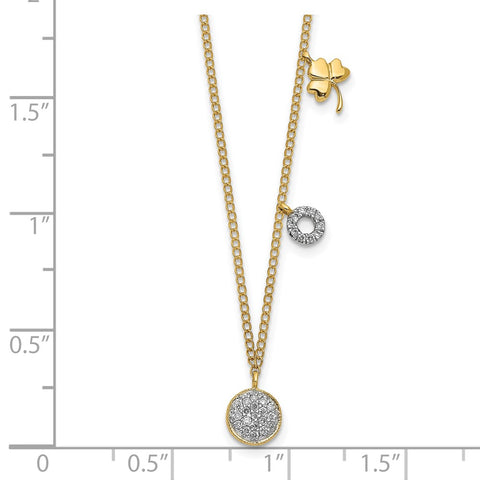 14k Diamond Two Circle and Shamrock 16.5 inch Necklace-WBC-PM4699-010-YA