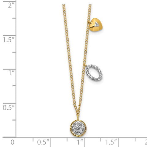 14k Diamond Two Circle and Heart 16.5 inch Necklace-WBC-PM4700-010-YA