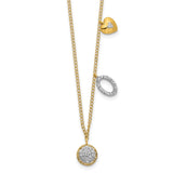 14k Diamond Two Circle and Heart 16.5 inch Necklace-WBC-PM4700-010-YA