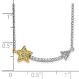 14k Two-Tone Diamond/Yellow Sapphire Star and Arrow Necklace-WBC-PM6616-SAY-010-WA