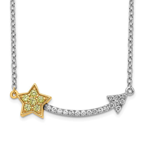 14k Two-Tone Diamond/Yellow Sapphire Star and Arrow Necklace-WBC-PM6616-SAY-010-WA