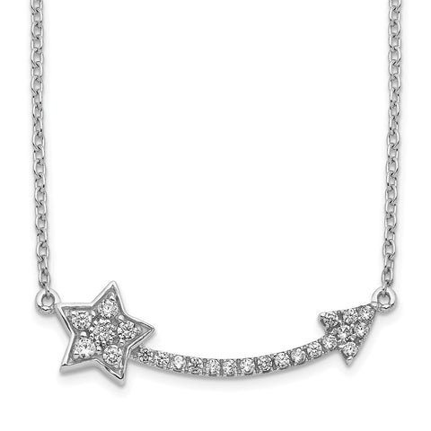 14k White Gold Diamond Star and Arrow Pendant Necklace-WBC-PM6617-020-WA