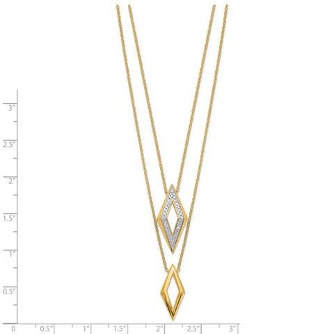 14k Polished Fancy Double Strand Diamond 16in Necklace-WBC-PM6825-019-YA