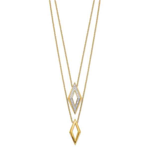 14k Polished Fancy Double Strand Diamond 16in Necklace-WBC-PM6825-019-YA