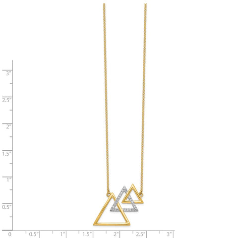 14k Polished Triple Diagonal Triangle Diamond 18in Necklace-WBC-PM6832-016-YA