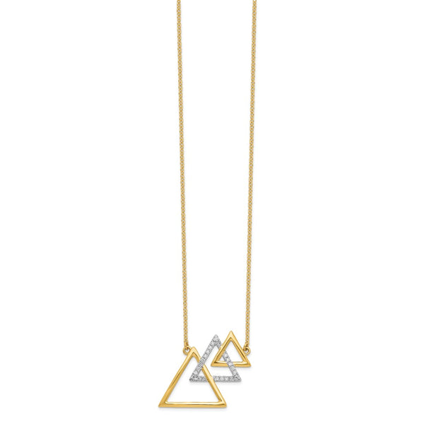 14k Polished Triple Diagonal Triangle Diamond 18in Necklace-WBC-PM6832-016-YA