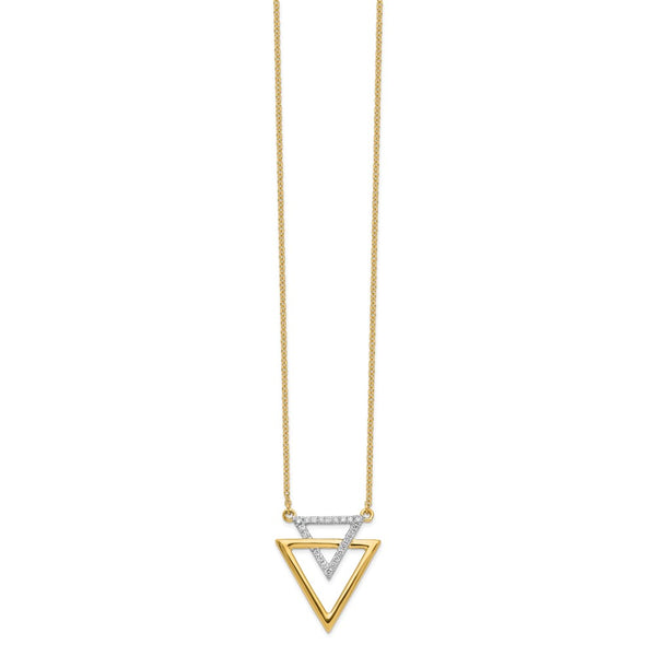 14k Polished Double Triangle Diamond 18in Necklace-WBC-PM6833-016-YA