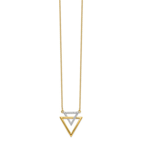 14k Polished Double Triangle Diamond 18in Necklace-WBC-PM6833-016-YA