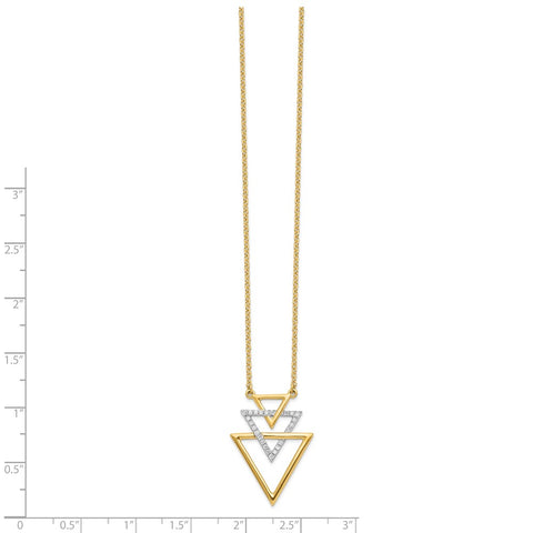 14k Polished Triple Stacked Triangle Diamond 18in Necklace-WBC-PM6834-016-YA