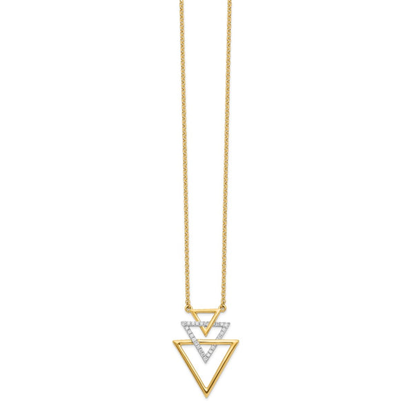14k Polished Triple Stacked Triangle Diamond 18in Necklace-WBC-PM6834-016-YA