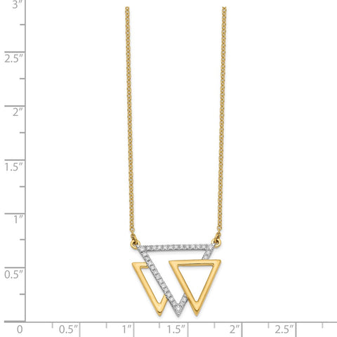14k Polished Triple Triangle Diamond 18in Necklace-WBC-PM6837-020-YA
