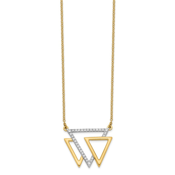 14k Polished Triple Triangle Diamond 18in Necklace-WBC-PM6837-020-YA