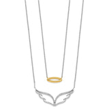 14k Two-tone Diamond Wings w/Halo Double Strand 18in Necklace-WBC-PM6859-025-WYA