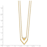 14k Satin/Polished Diamond Double Triangle 2strand 18in Necklace-WBC-PM6864-003-YA