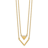 14k Satin/Polished Diamond Double Triangle 2strand 18in Necklace-WBC-PM6864-003-YA