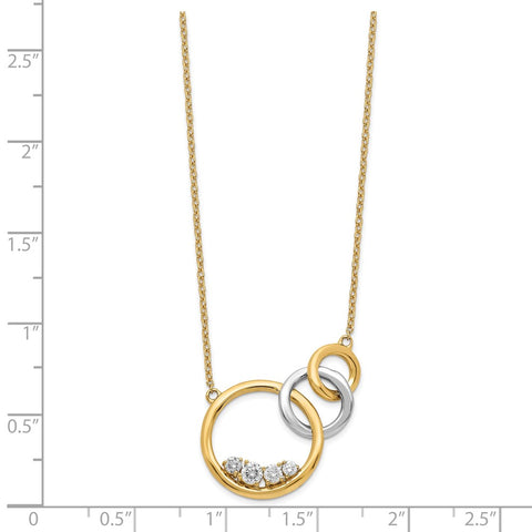 14k Two-tone Polished Diamond Triple Circle 18in Necklace-WBC-PM6871-025-YWA