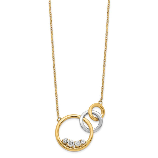 14k Two-tone Polished Diamond Triple Circle 18in Necklace-WBC-PM6871-025-YWA