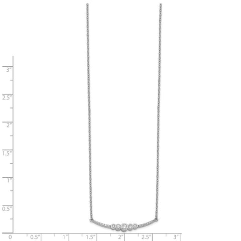 14k White Gold Polished Diamond Bezel Set Bar 18in Necklace-WBC-PM6873-020-WA