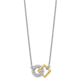 14k Two-tone Polished Dia. Circle and Square 18in Necklace-WBC-PM6879-016-WYA
