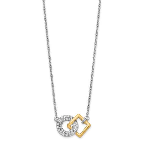 14k Two-tone Polished Dia. Circle and Square 18in Necklace-WBC-PM6879-016-WYA