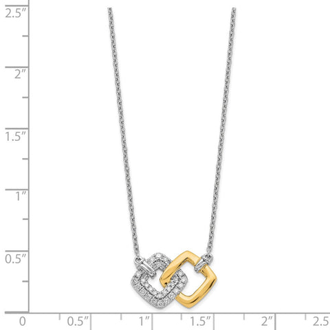 14k Two-tone Polished Dia. Double Square 18in Necklace-WBC-PM6881-020-WYA