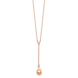 14k Rose Gold Diamond Teardrop w/Flower Dangle 18in Necklace-WBC-PM6883-007-RA