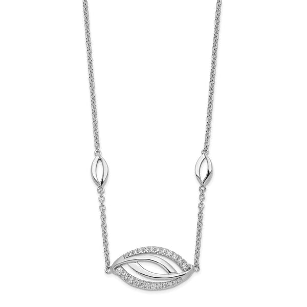 14k White Gold Eye-Shape Diamond 18in Necklace-WBC-PM6893-025-WA