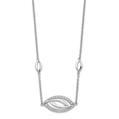 14k White Gold Eye-Shape Diamond 18in Necklace-WBC-PM6893-025-WA