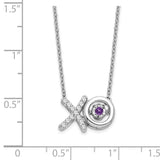 14k White Gold Amethyst/Diamond X and O Necklace-WBC-PM7121-AM-013-WA