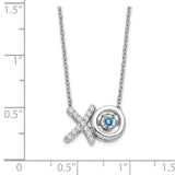 14k White Gold Blue Topaz/Diamond X and O Necklace-WBC-PM7121-BT-013-WA