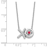 14k White Gold Ruby/Diamond X and O Vibrant Gemstone Necklace-WBC-PM7121-RU-014-WA