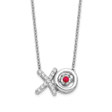 14k White Gold Ruby/Diamond X and O Vibrant Gemstone Necklace-WBC-PM7121-RU-014-WA