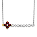 14k Two-tone Garnet and Diamond 18in. Floral Bar Necklace-WBC-PM7134-GA-016-WYA