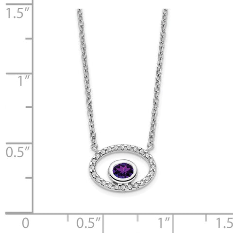 14k White Gold Oval Amethyst and Diamond 18in. Necklace-WBC-PM7135-AM-007-WA