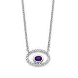 14k White Gold Oval Amethyst and Diamond 18in. Necklace-WBC-PM7135-AM-007-WA