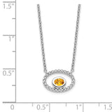 14k White Gold Oval Citrine and Diamond 18in. Necklace-WBC-PM7135-CI-007-WA