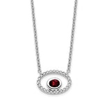 14k White Gold Oval Garnet and Diamond 18in. Necklace-WBC-PM7135-GA-007-WA