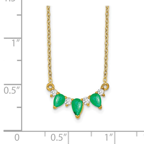14k Emerald and Diamond 18 inch Necklace-WBC-PM7176-EM-012-YA