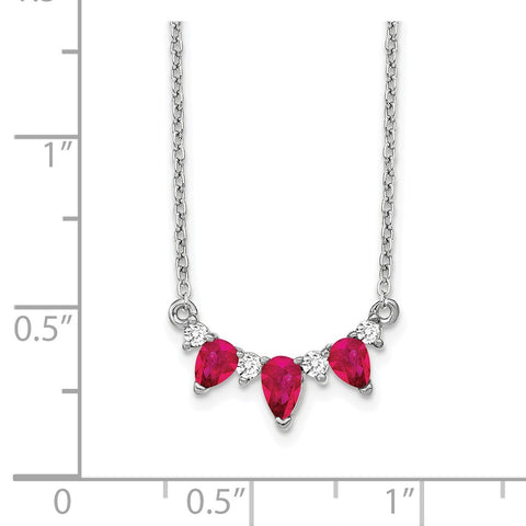 14k White Gold Ruby and Diamond 18 inch Necklace-WBC-PM7176-RU-012-WA