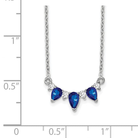 14k White Gold Pear Sapphire and Diamond 18 inch Necklace-WBC-PM7176-SA-012-WA