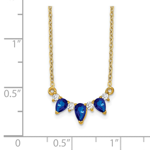 14k Pear Sapphire and Diamond 18 inch Necklace-WBC-PM7176-SA-012-YA