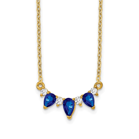 14k Pear Sapphire and Diamond 18 inch Necklace-WBC-PM7176-SA-012-YA
