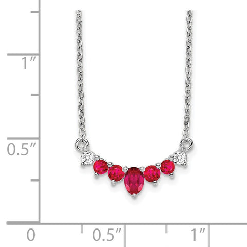 14k White Gold Ruby and Diamond 18 inch Necklace-WBC-PM7177-RU-007-WA
