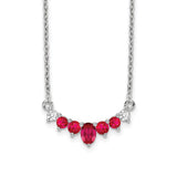 14k White Gold Ruby and Diamond 18 inch Necklace-WBC-PM7177-RU-007-WA