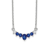 14k White Gold Sapphire and Diamond 18 inch Necklace-WBC-PM7177-SA-007-WA