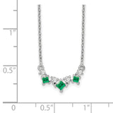 14k White Gold Emerald and Diamond 18 inch Necklace-WBC-PM7178-EM-012-WA